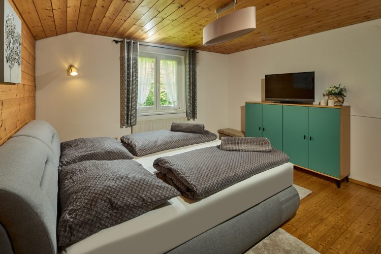 schlafzimmer-zwei-einzelbetten-tv-kommode-panorama-blick-haus-bergharmonie-tschagguns-montafon